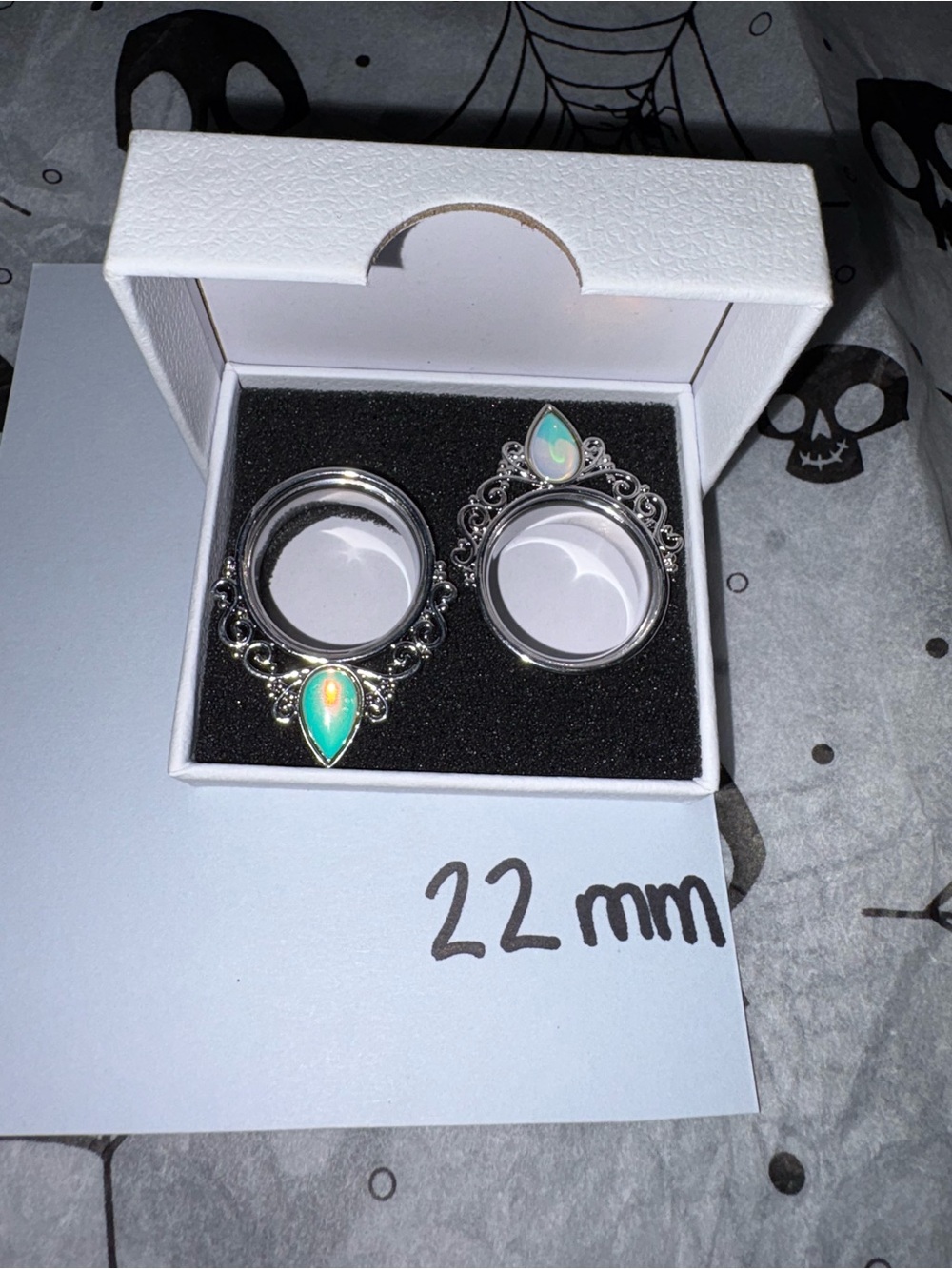 Teardrop Opal Tunnel Earrings 22mm - Brand New